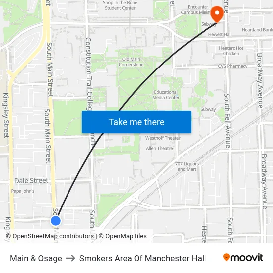 Main & Osage to Smokers Area Of Manchester Hall map