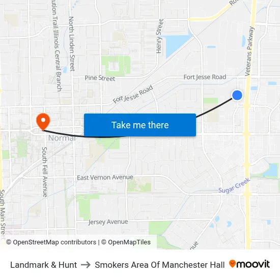 Landmark & Hunt to Smokers Area Of Manchester Hall map