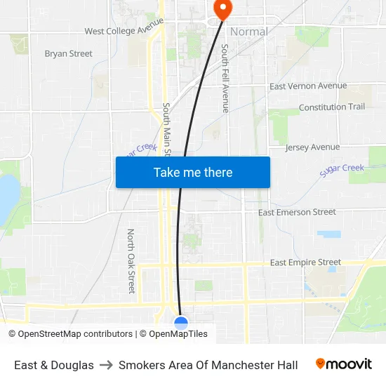 East & Douglas to Smokers Area Of Manchester Hall map