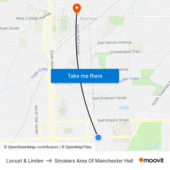 Locust & Linden to Smokers Area Of Manchester Hall map