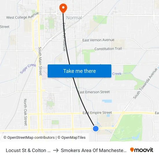 Locust St & Colton Ave to Smokers Area Of Manchester Hall map