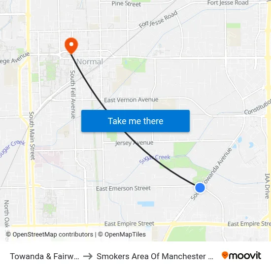 Towanda & Fairway to Smokers Area Of Manchester Hall map