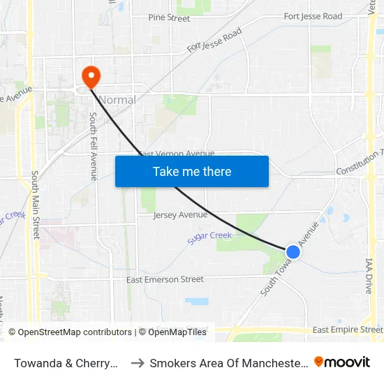 Towanda & Cherrywood to Smokers Area Of Manchester Hall map