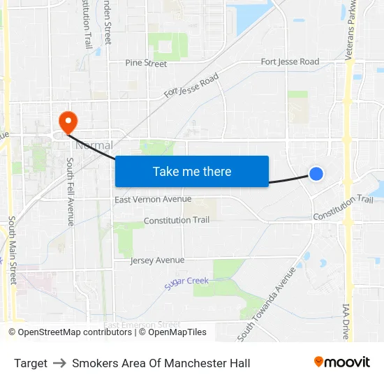 Target to Smokers Area Of Manchester Hall map