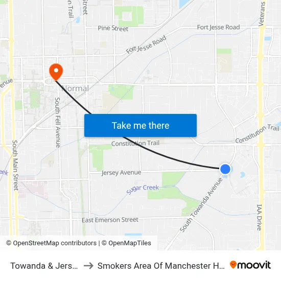 Towanda & Jersey to Smokers Area Of Manchester Hall map