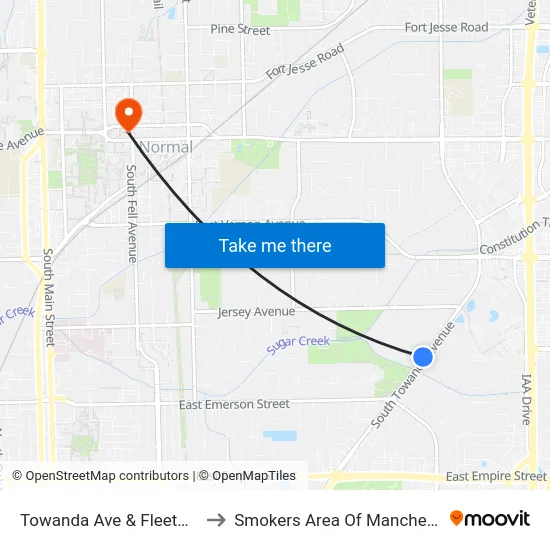 Towanda Ave & Fleetwood Dr to Smokers Area Of Manchester Hall map