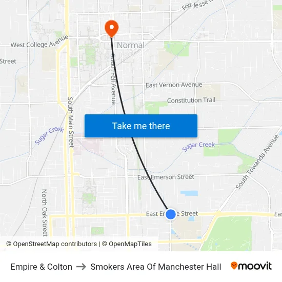Empire & Colton to Smokers Area Of Manchester Hall map