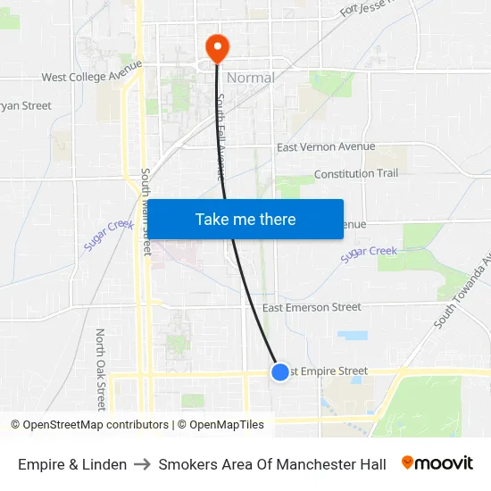 Empire & Linden to Smokers Area Of Manchester Hall map