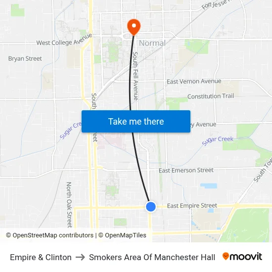 Empire & Clinton to Smokers Area Of Manchester Hall map
