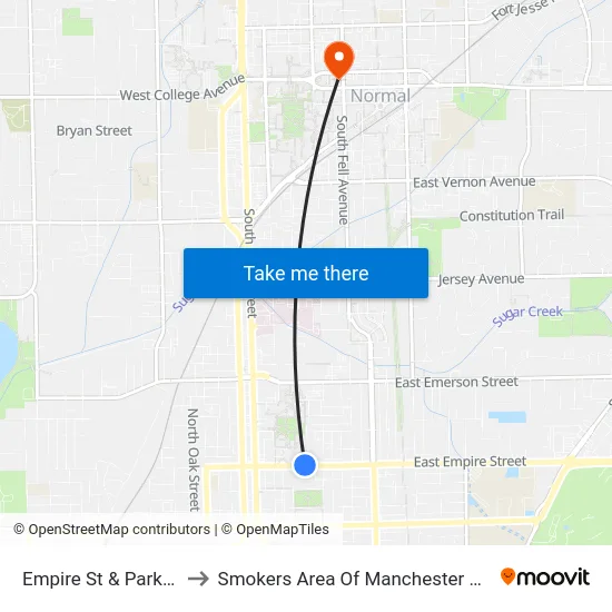 Empire St & Park St to Smokers Area Of Manchester Hall map