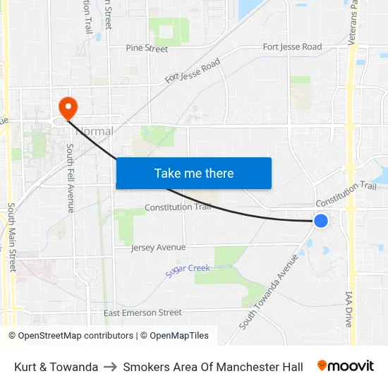 Kurt & Towanda to Smokers Area Of Manchester Hall map