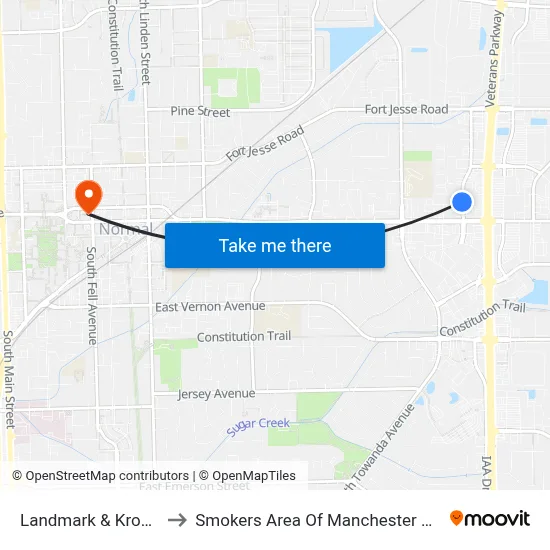 Landmark & Kroger to Smokers Area Of Manchester Hall map