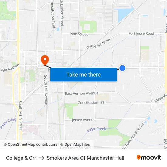 College & Orr to Smokers Area Of Manchester Hall map