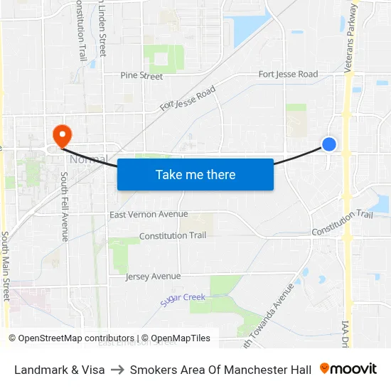 Landmark & Visa to Smokers Area Of Manchester Hall map