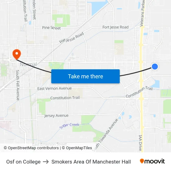 Osf on College to Smokers Area Of Manchester Hall map