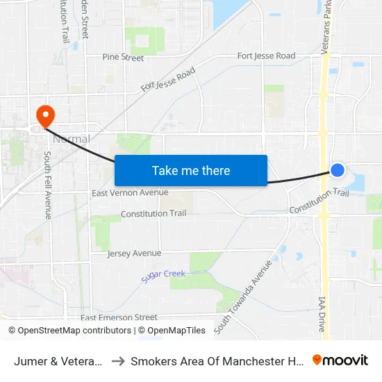 Jumer & Veterans to Smokers Area Of Manchester Hall map