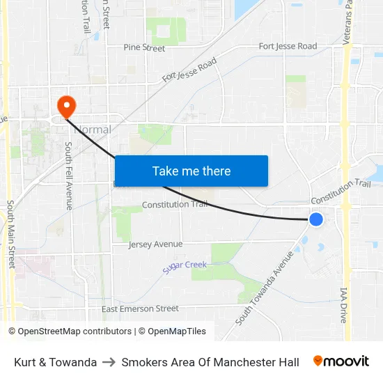 Kurt & Towanda to Smokers Area Of Manchester Hall map