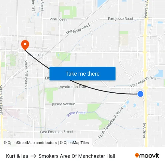 Kurt & Iaa to Smokers Area Of Manchester Hall map