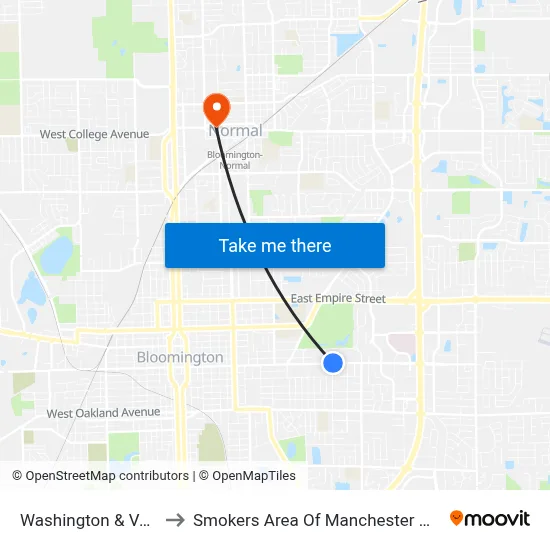 Washington & Vale to Smokers Area Of Manchester Hall map