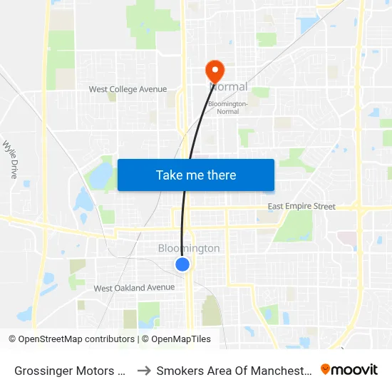 Grossinger Motors Arena to Smokers Area Of Manchester Hall map