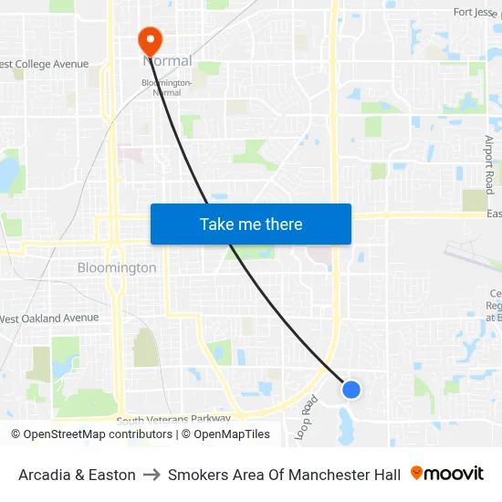 Arcadia & Easton to Smokers Area Of Manchester Hall map