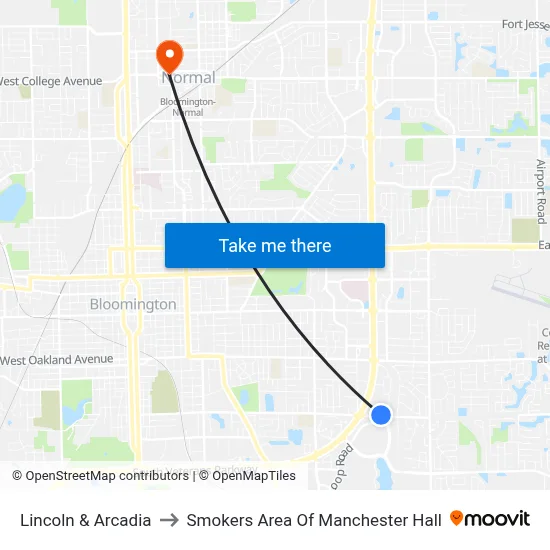 Lincoln & Arcadia to Smokers Area Of Manchester Hall map