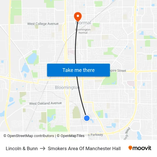 Lincoln & Bunn to Smokers Area Of Manchester Hall map
