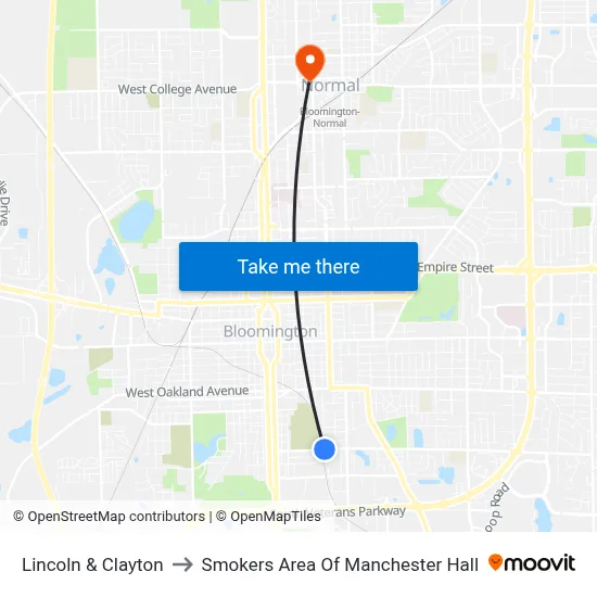 Lincoln & Clayton to Smokers Area Of Manchester Hall map