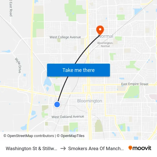 Washington St & Stillwell St - N to Smokers Area Of Manchester Hall map