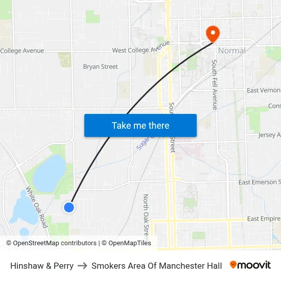 Hinshaw & Perry to Smokers Area Of Manchester Hall map