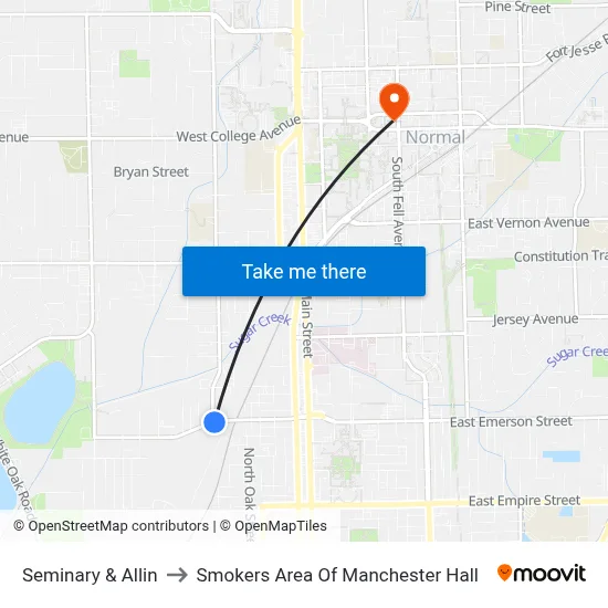 Seminary & Allin to Smokers Area Of Manchester Hall map