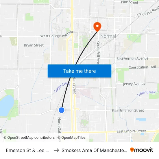Emerson St & Lee St - S to Smokers Area Of Manchester Hall map