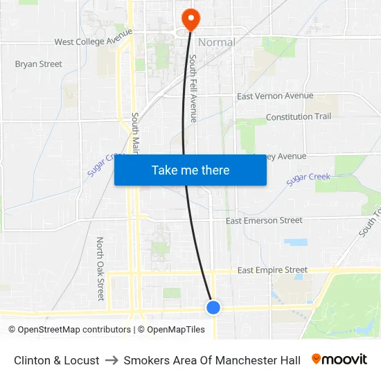 Clinton & Locust to Smokers Area Of Manchester Hall map
