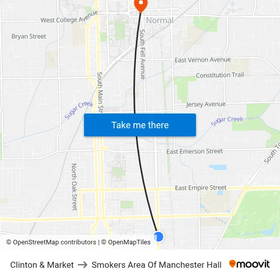 Clinton & Market to Smokers Area Of Manchester Hall map