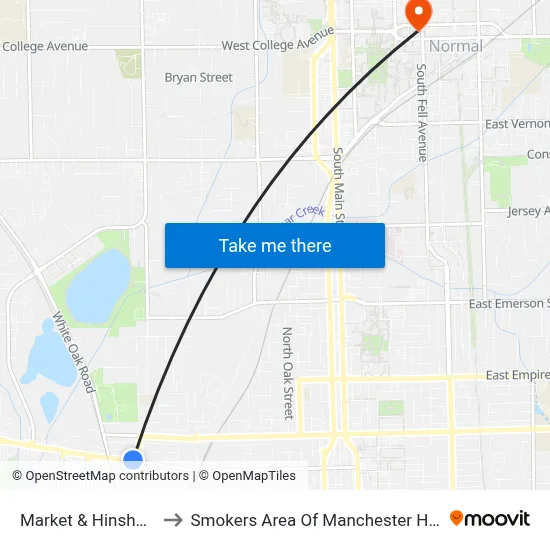 Market & Hinshaw to Smokers Area Of Manchester Hall map