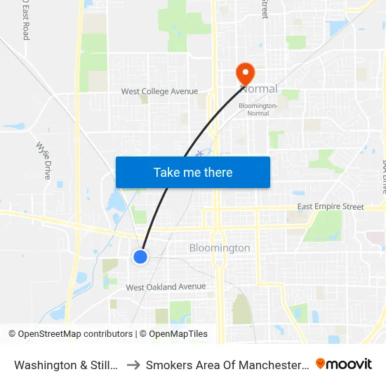 Washington & Stillwell to Smokers Area Of Manchester Hall map