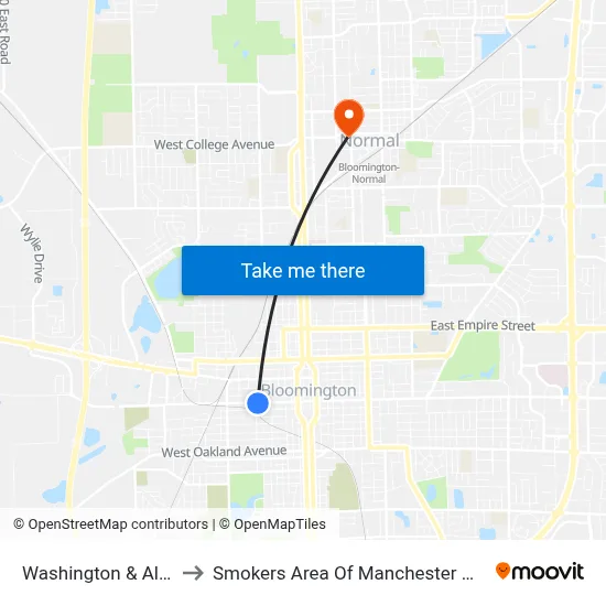 Washington & Allin to Smokers Area Of Manchester Hall map