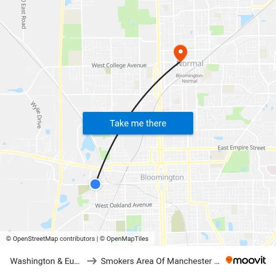 Washington & Euclid to Smokers Area Of Manchester Hall map