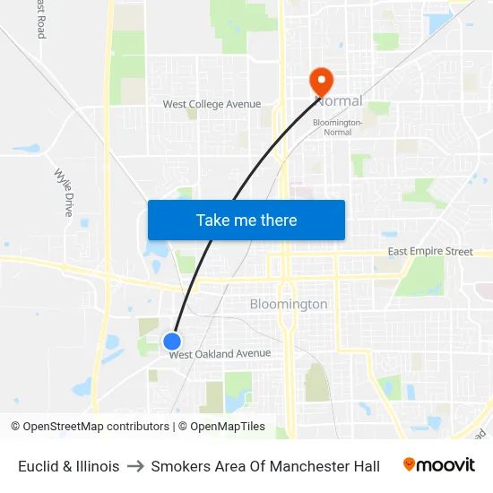 Euclid & Illinois to Smokers Area Of Manchester Hall map