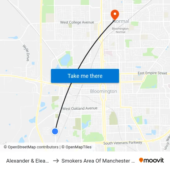 Alexander & Eleanor to Smokers Area Of Manchester Hall map