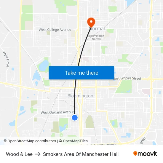 Wood & Lee to Smokers Area Of Manchester Hall map