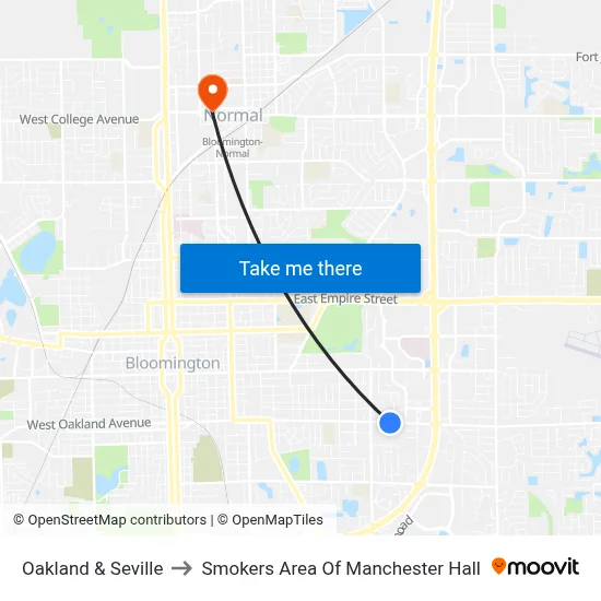 Oakland & Seville to Smokers Area Of Manchester Hall map