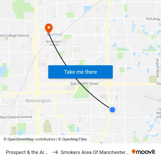 Prospect & the Arbors to Smokers Area Of Manchester Hall map