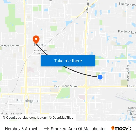 Hershey & Arrowhead to Smokers Area Of Manchester Hall map