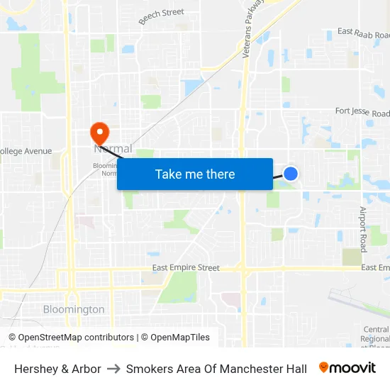 Hershey & Arbor to Smokers Area Of Manchester Hall map