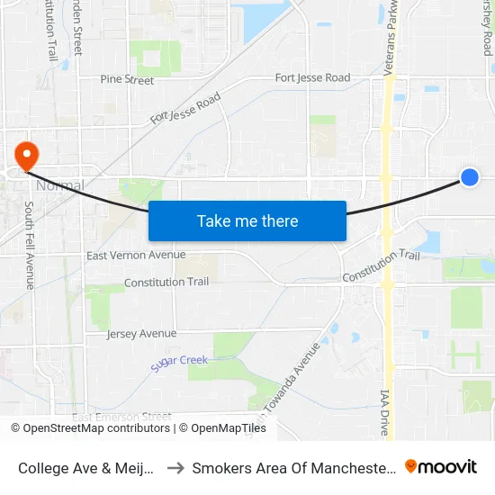 College Ave & Meijer - E to Smokers Area Of Manchester Hall map