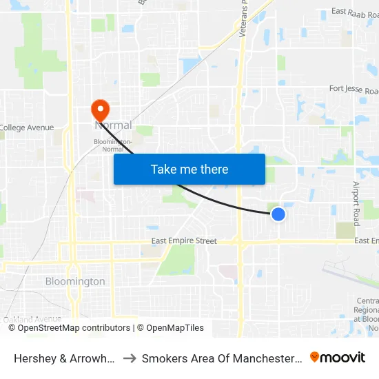 Hershey & Arrowhead to Smokers Area Of Manchester Hall map
