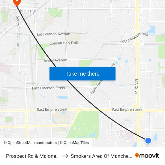 Prospect Rd &  Maloney Dr - W to Smokers Area Of Manchester Hall map