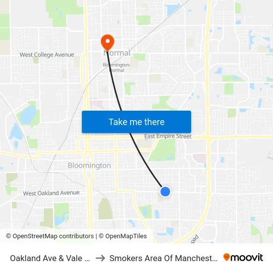 Oakland Ave & Vale St - N to Smokers Area Of Manchester Hall map