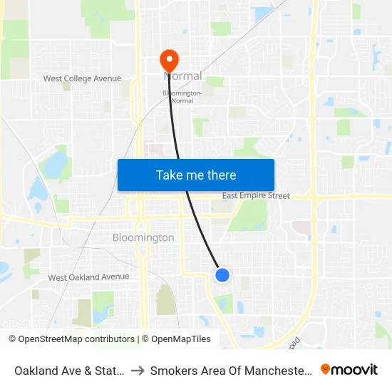 Oakland Ave & State St to Smokers Area Of Manchester Hall map